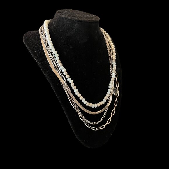 Ashley Stewart Multi-Layer Necklace Modern Boho Chic Statement Trendy Elegant - Picture 6 of 6